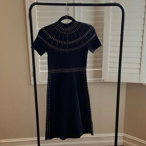 Sandro Black Mini Dress with Gold Detailing